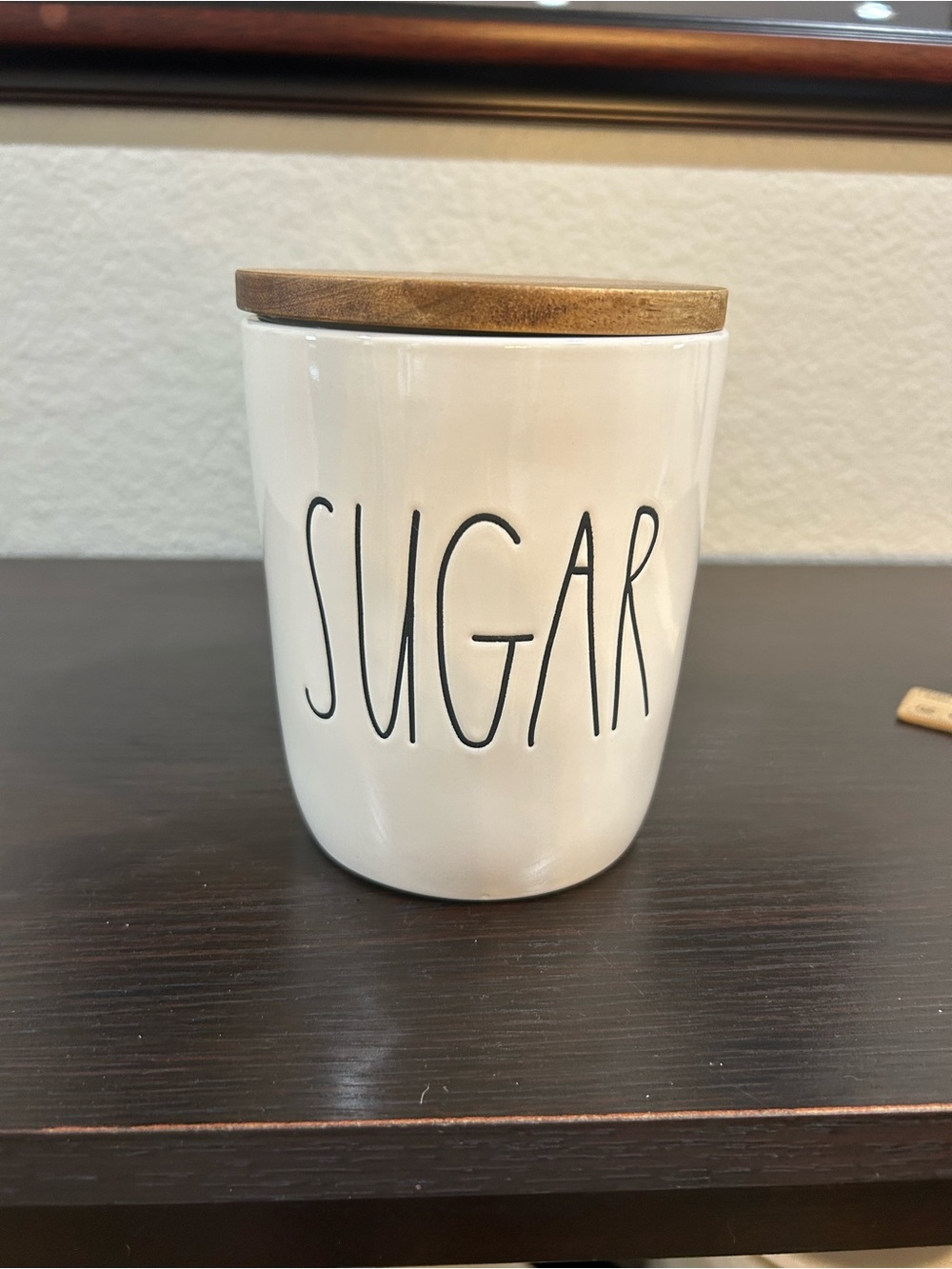 Rae Dunn White Sugar Canister with Wooden Lid